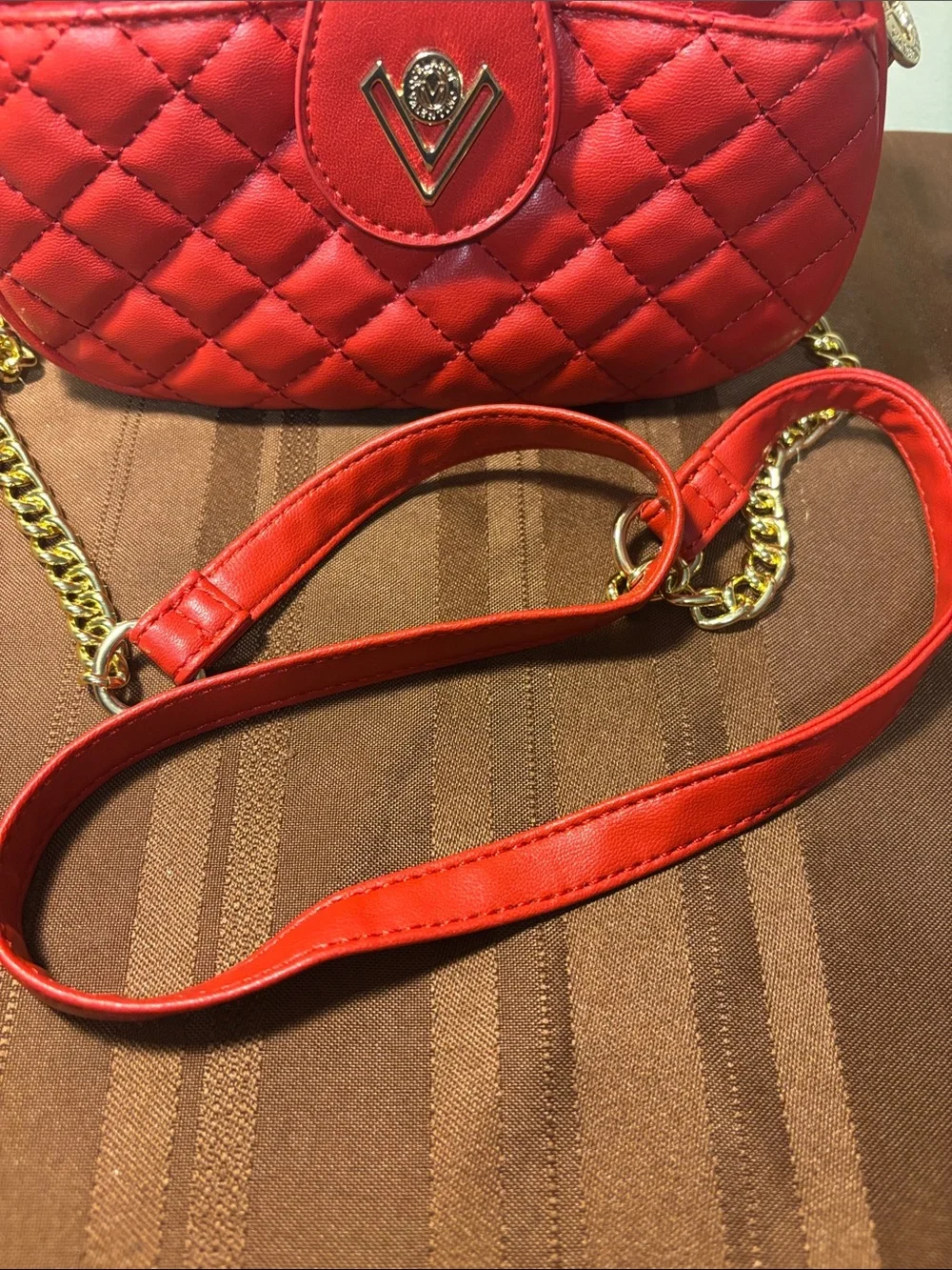 NWT Valentino Orlandi Red Quilted Crossbody Shoulder Camera Bag with Dust Bag
